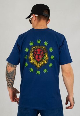 T-shirt Dudek P56 Rasta Lion granatowy