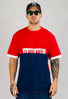 T-shirt El Polako 3CUT czerwono granatowy