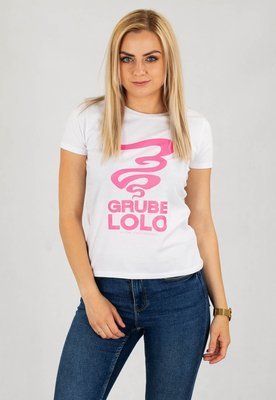 T-shirt Grube Lolo Dymek biało różowy