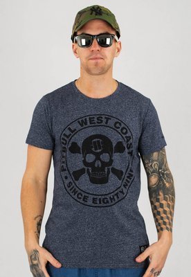 T-shirt Pit Bull Custom Fit Melange Skull granatowy