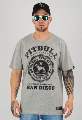 T-shirt Pit Bull University Logo szary melanż