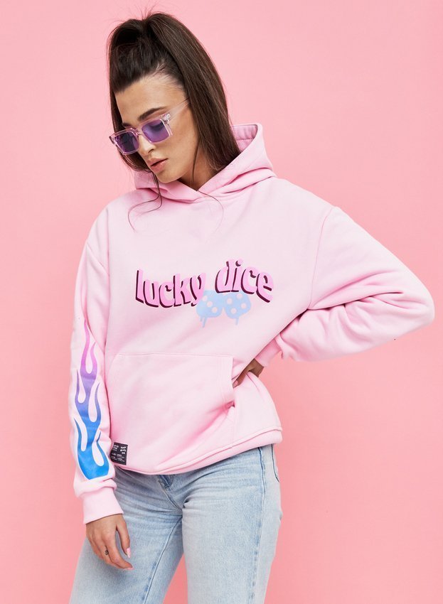 Bluza Lucky Dice Flame Sleeve różowa