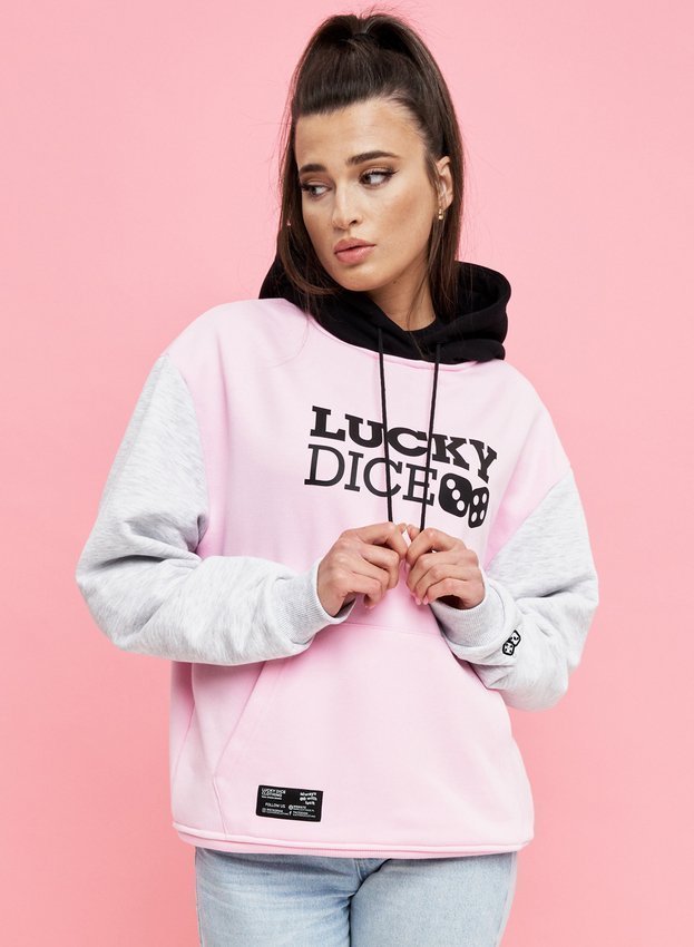 Bluza Lucky Dice Logo Girl różowo biało czarna