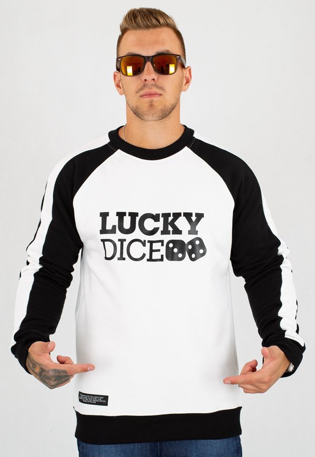 Bluza Lucky Dice Logo Stripes biało czarna