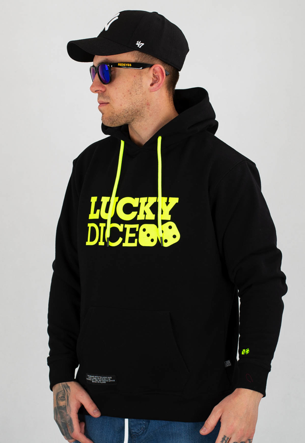 Bluza Lucky Dice Logo czarno neonowa
