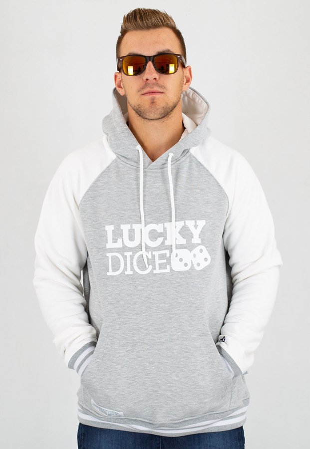 Bluza Lucky Dice Logo szaro biała