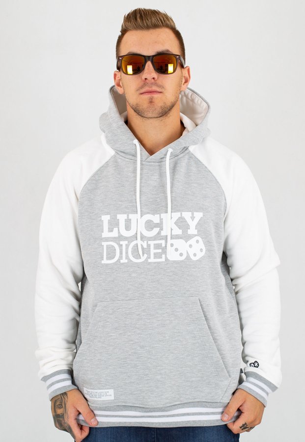 Bluza Lucky Dice Logo szaro biała