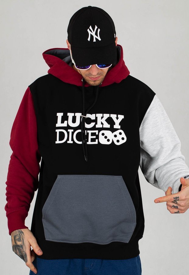 Bluza Lucky Dice Multicolor Logo One czarno bordowo szara