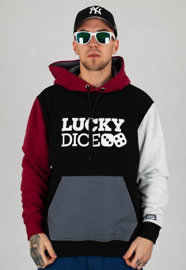 Bluza Lucky Dice Multicolor Logo One czarno bordowo szara
