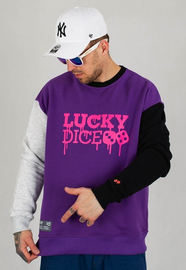 Bluza Lucky Dice Painted Logo fioletowo czarno szara