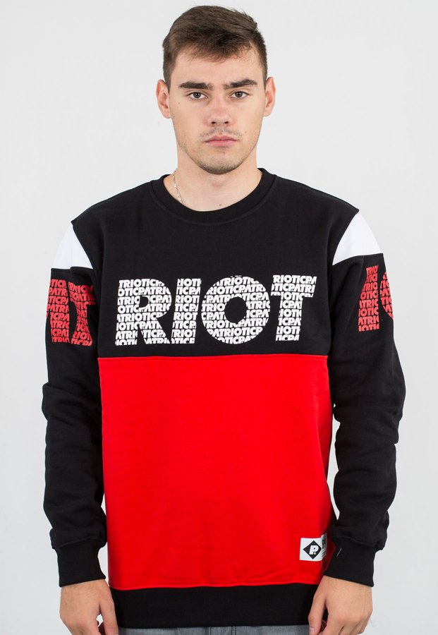 Bluza Patriotic Riot Fonts czerwono czarno biała