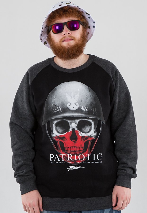 Bluza Patriotic Skull New czarno grafitowa