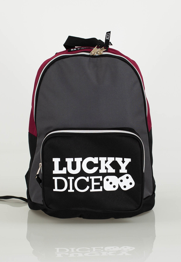 Plecak Lucky Dice Logo czarno bordowy
