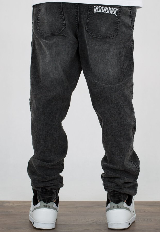 Spodnie B.O.R. Biuro Ochrony Rapu Jogger Fit Guma B Outline szary jeans