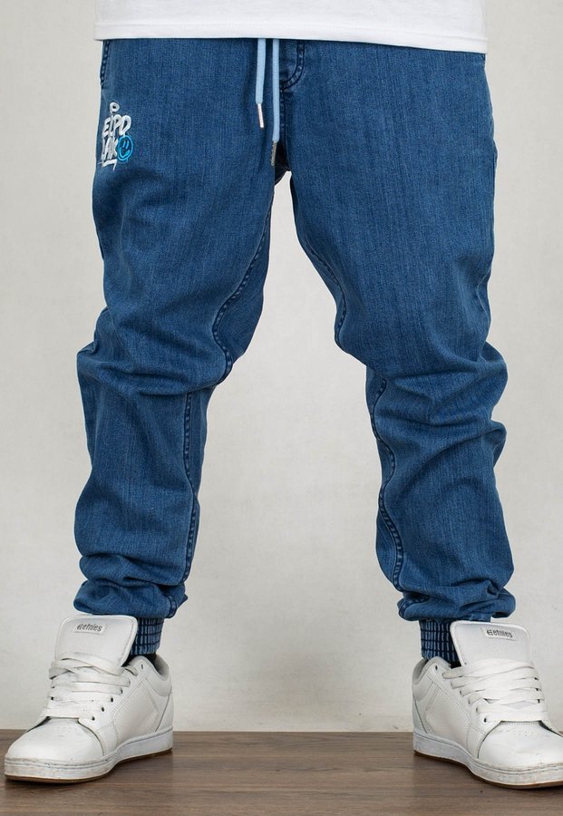 Spodnie El Polako Joggery Slim Jeans z Gumą Miejski Tag light jeans