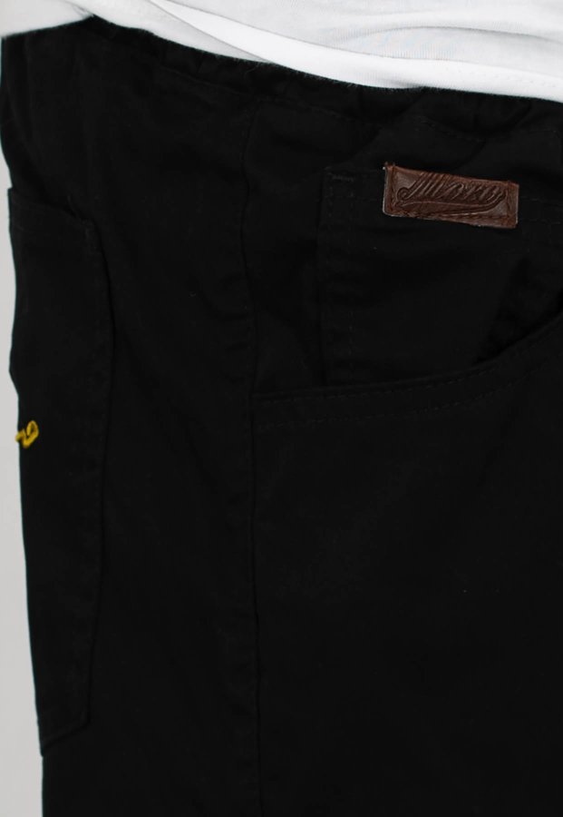Spodnie Moro Sport Joggery Big Paris White Pocket czarne materiałowe