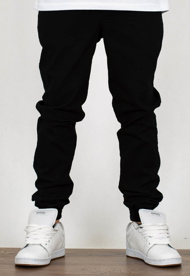Spodnie Moro Sport Joggery Big Tag Leather guma w pasie czarny jeans