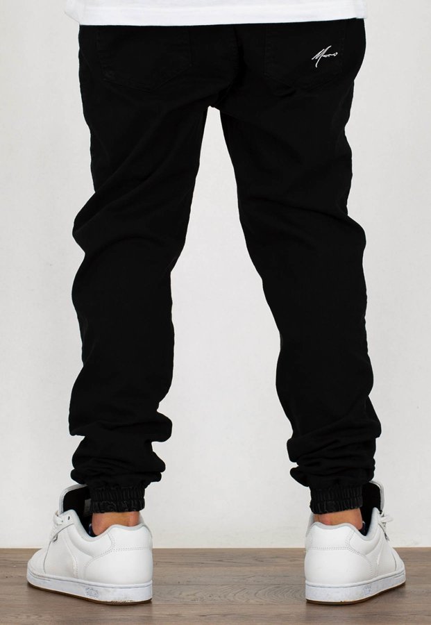 Spodnie Moro Sport Joggery Mini Paris Pocket guma w pasie czarny jeans