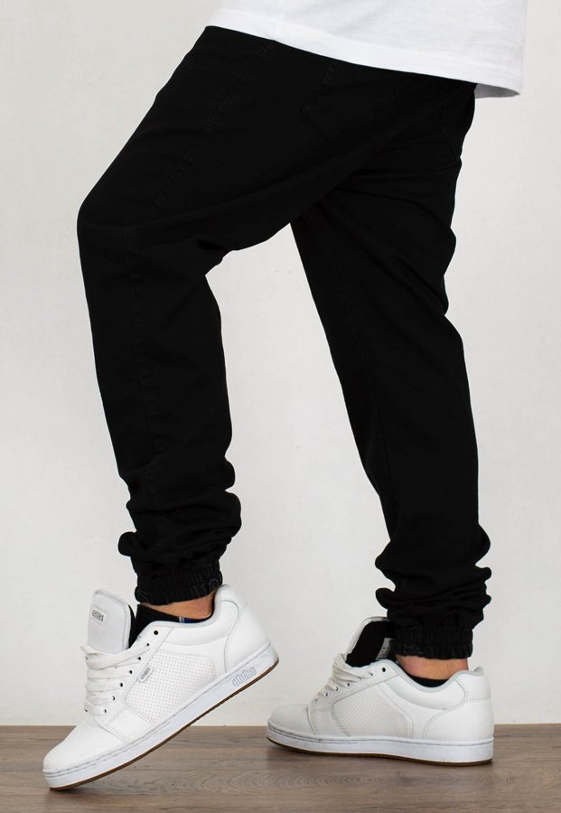 Spodnie Moro Sport Joggery Mini Paris Pocket guma w pasie czarny jeans