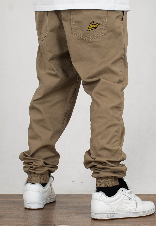 Spodnie Moro Sport Joggery Mini Slant Tag Pocket beżowe materiałowe