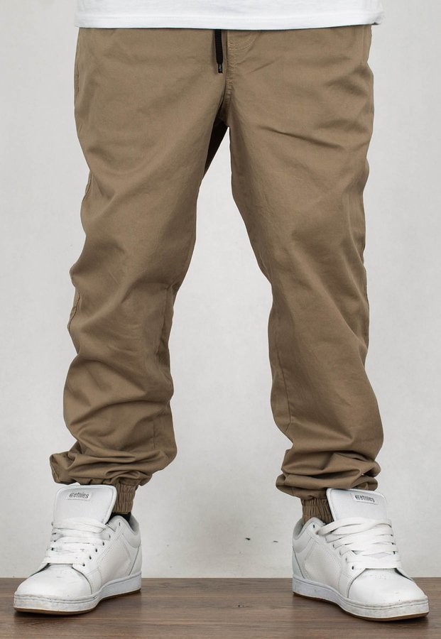 Spodnie Moro Sport Joggery Mini Slant Tag Pocket beżowe materiałowe