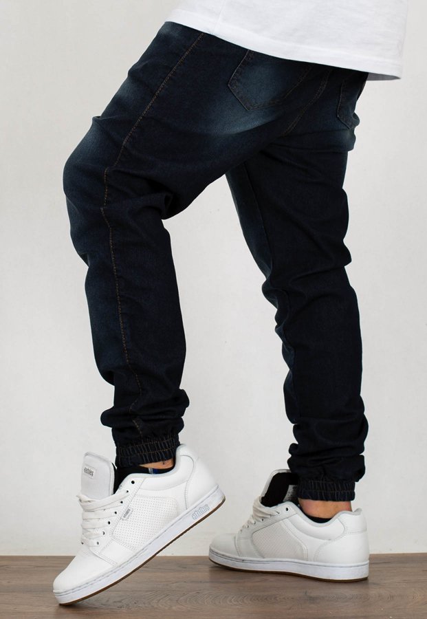 Spodnie Moro Sport Joggery Paris Laur Leather Pocket guma w pasie mustache wash jeans