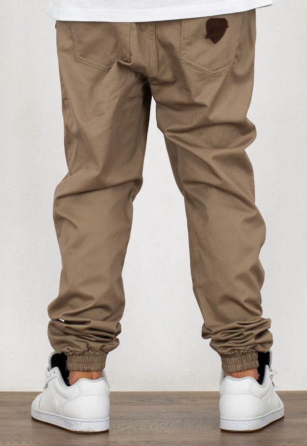 Spodnie Moro Sport Joggery Shield Leather Pocket beżowe