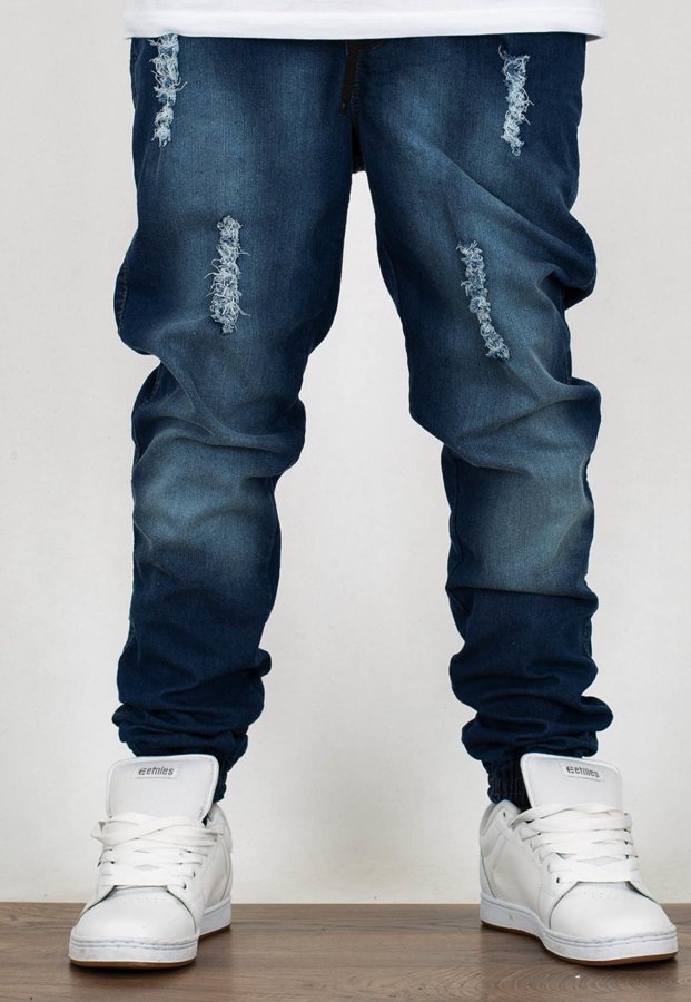 Spodnie Moro Sport Joggery Wave Pocket guma w pasie damage wash jeans