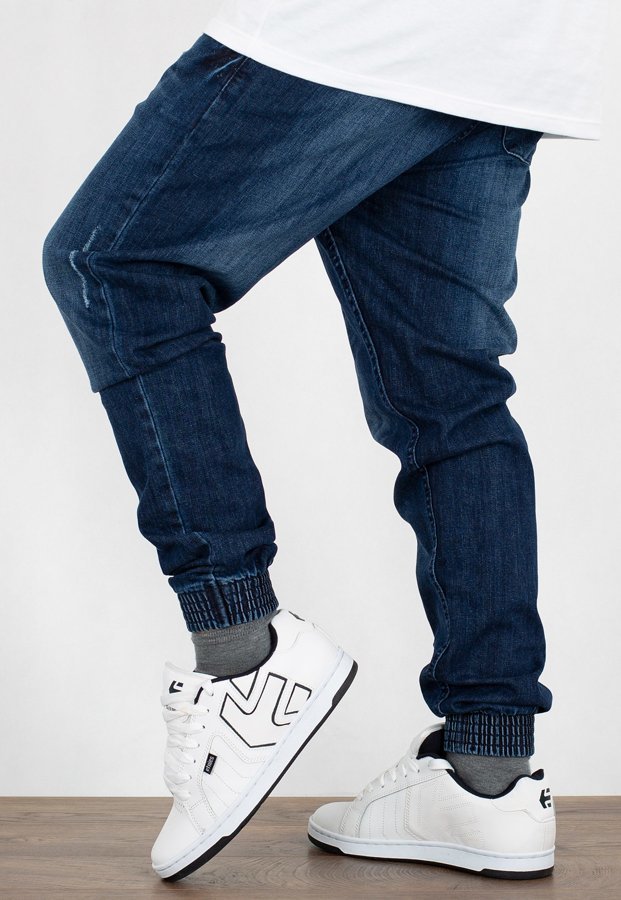 Spodnie SSG Joggery Premium Slim Jeans Z Gumą Na Górze Z Przytarciami
