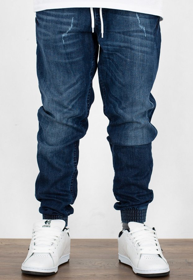 Spodnie SSG Joggery Premium Slim Jeans Z Gumą Na Górze Z Przytarciami