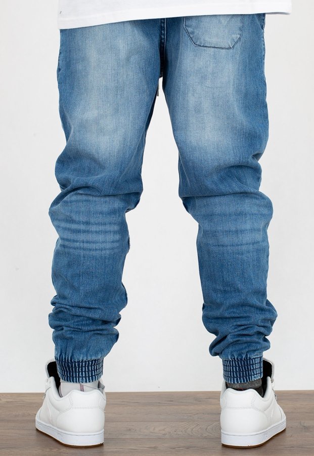 Spodnie SSG Joggery Premium Slim Jeans Z Gumą Wycierane Light Przecierane