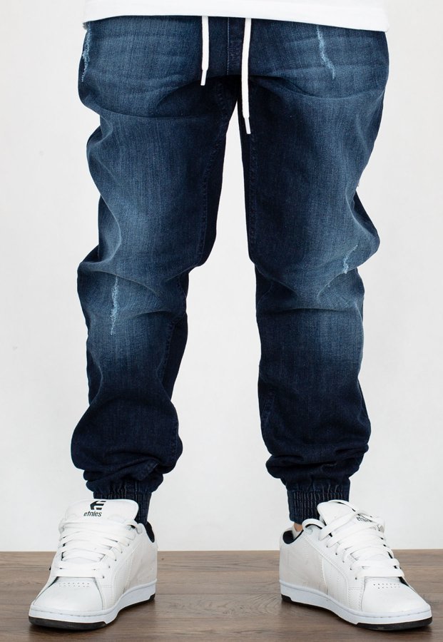 Spodnie SSG Joggery Premium Slim Jeans Z Gumą dark przecierane