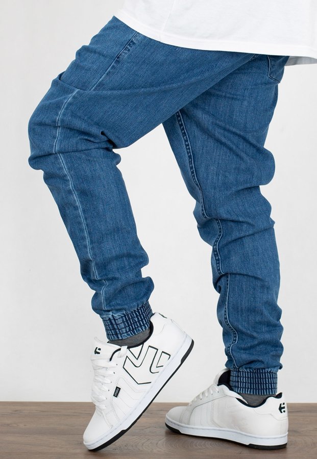 Spodnie SSG Joggery Slim Jeans Slim Haft light blue