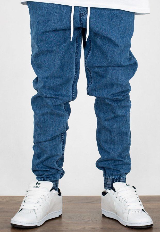 Spodnie SSG Joggery Slim Jeans Slim Haft light blue