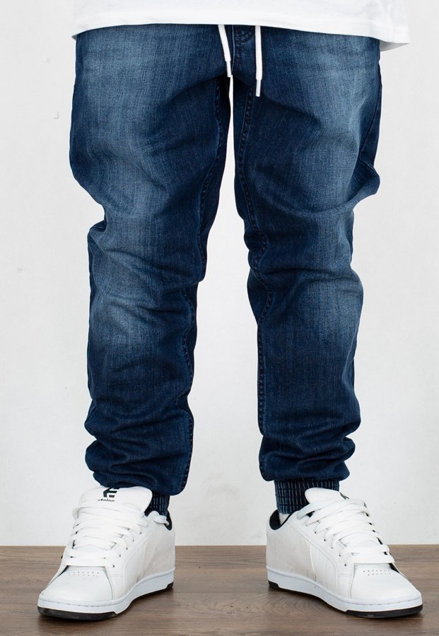 Spodnie SSG Joggery Slim Jeans Z Gumą medium przecierane