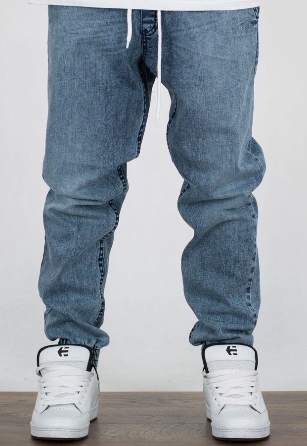 Spodnie SSG Premium Joggery Slim Jeans Wycierane Z Gumą light marmurki