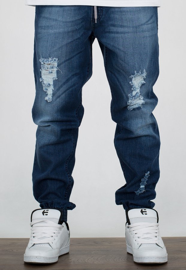 Spodnie SSG Premium Joggery Slim Jeans Wycierane Z Gumą z dziurami