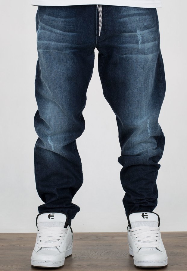 Spodnie SSG Premium Joggery Slim Jeans Wycierane Z Gumą z przytarciami
