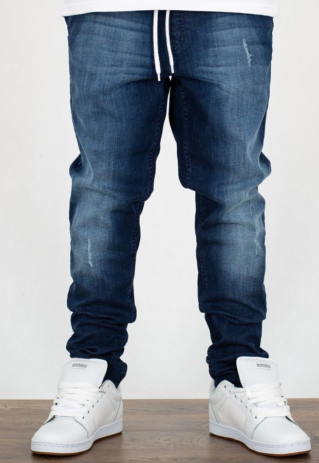 Spodnie SSG Premium Straight Stretch Jeans Guma dark przecierane