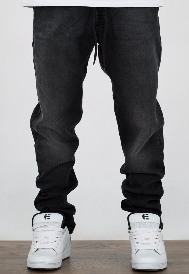 Spodnie SSG Stretch Skinny Jeans Z Gumą czarne przecierane