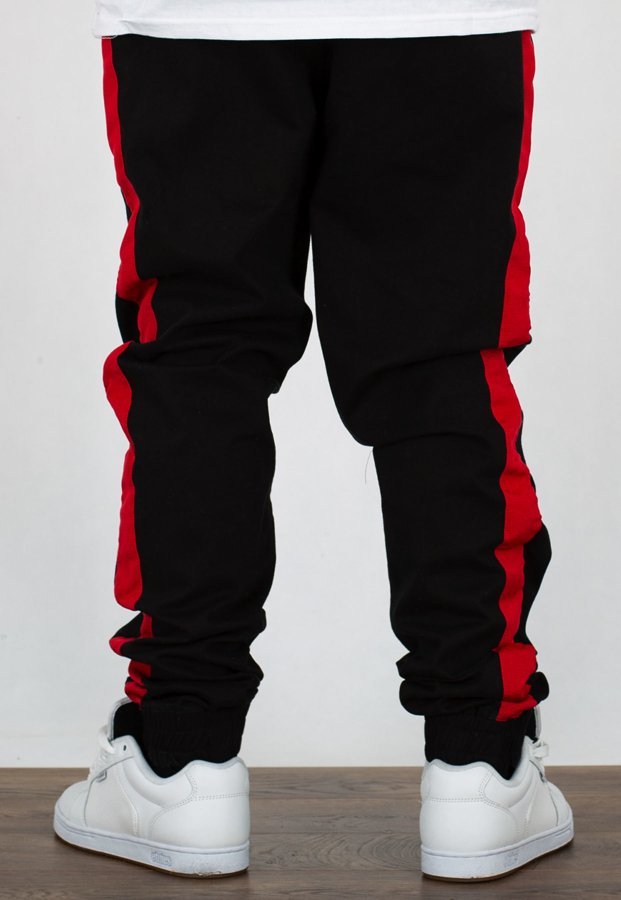 Spodnie Stoprocent Joggery Classic Lampas czarno czerwone