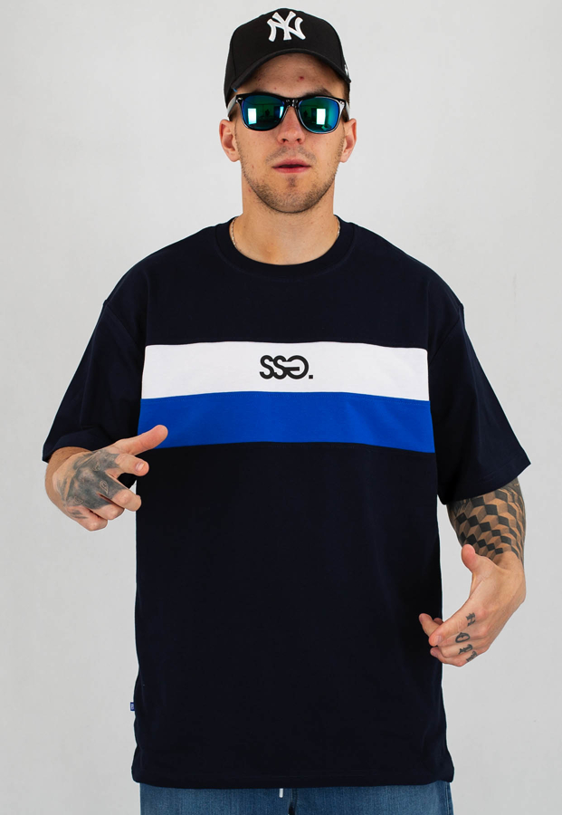 T-Shirt SSG Double Lines granatowy
