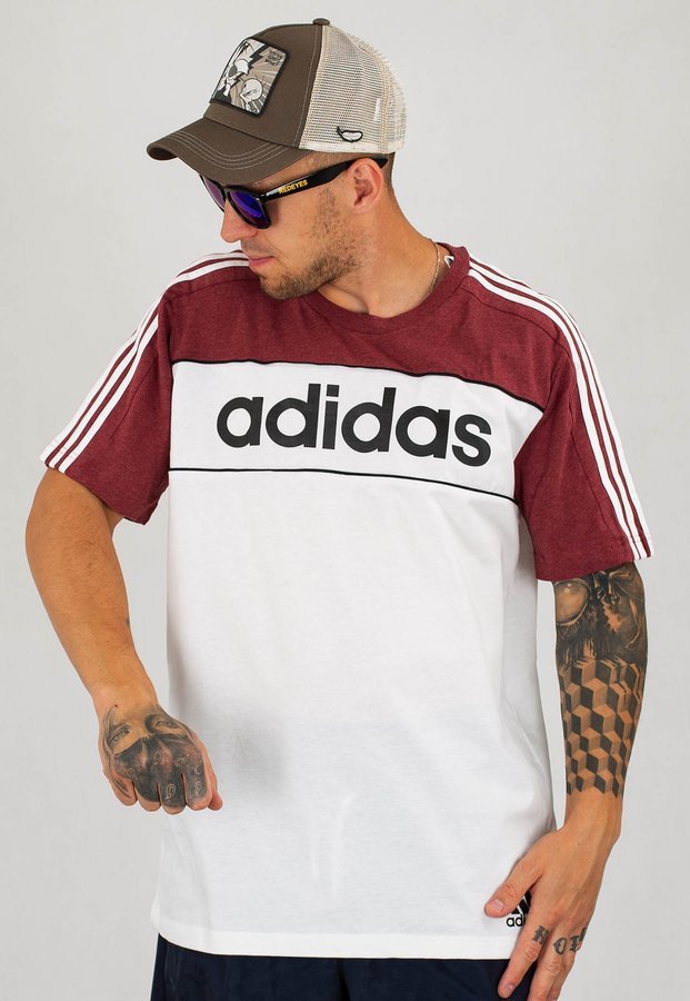 T-shirt Adidas Essentials Tape GD5498 biało bordowy