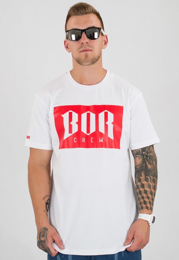 T-shirt B.O.R. Biuro Ochrony Rapu BOR New biało czerwony