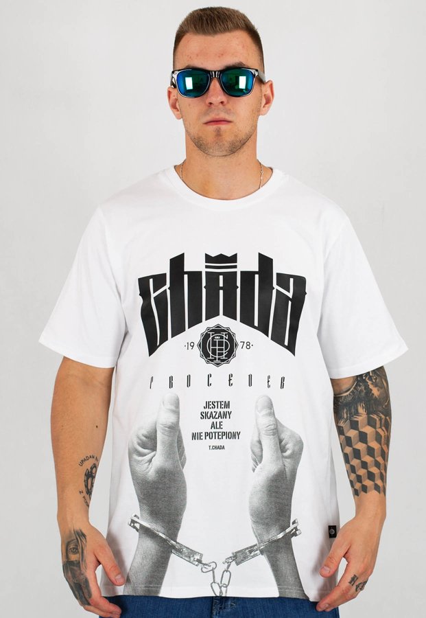 T-shirt Chada Handcuff biały