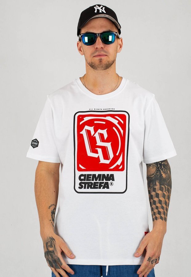 T-shirt Ciemna Strefa CS Block biało czerwony