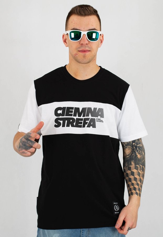T-shirt Ciemna Strefa CS czarno biało czarny