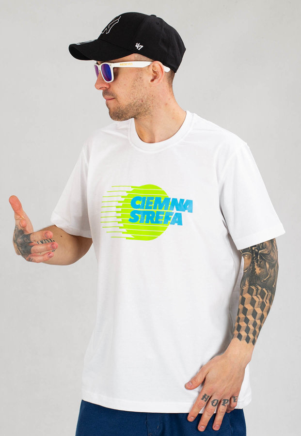 T-shirt Ciemna Strefa Glob biało neonowy