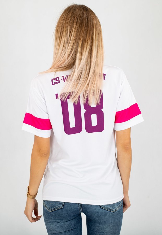 T-shirt Ciemna Strefa Jeresy Football biało różowy