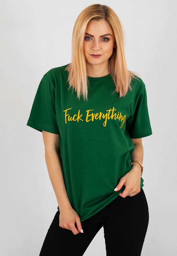 T-shirt Diamante Wear Fuck Everything zielony